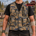 Airforce Tactical Weste – Vorderansicht mit Zombie-Summer-Logo als Survivor-Kostüm mit leicht zerrissenem Shirt und Armwickeln