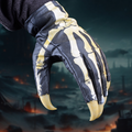 Horror-Skelett-Handschuh mit Knochenbemalung und PVC-Krallen – schräge Ansicht des Handrückens