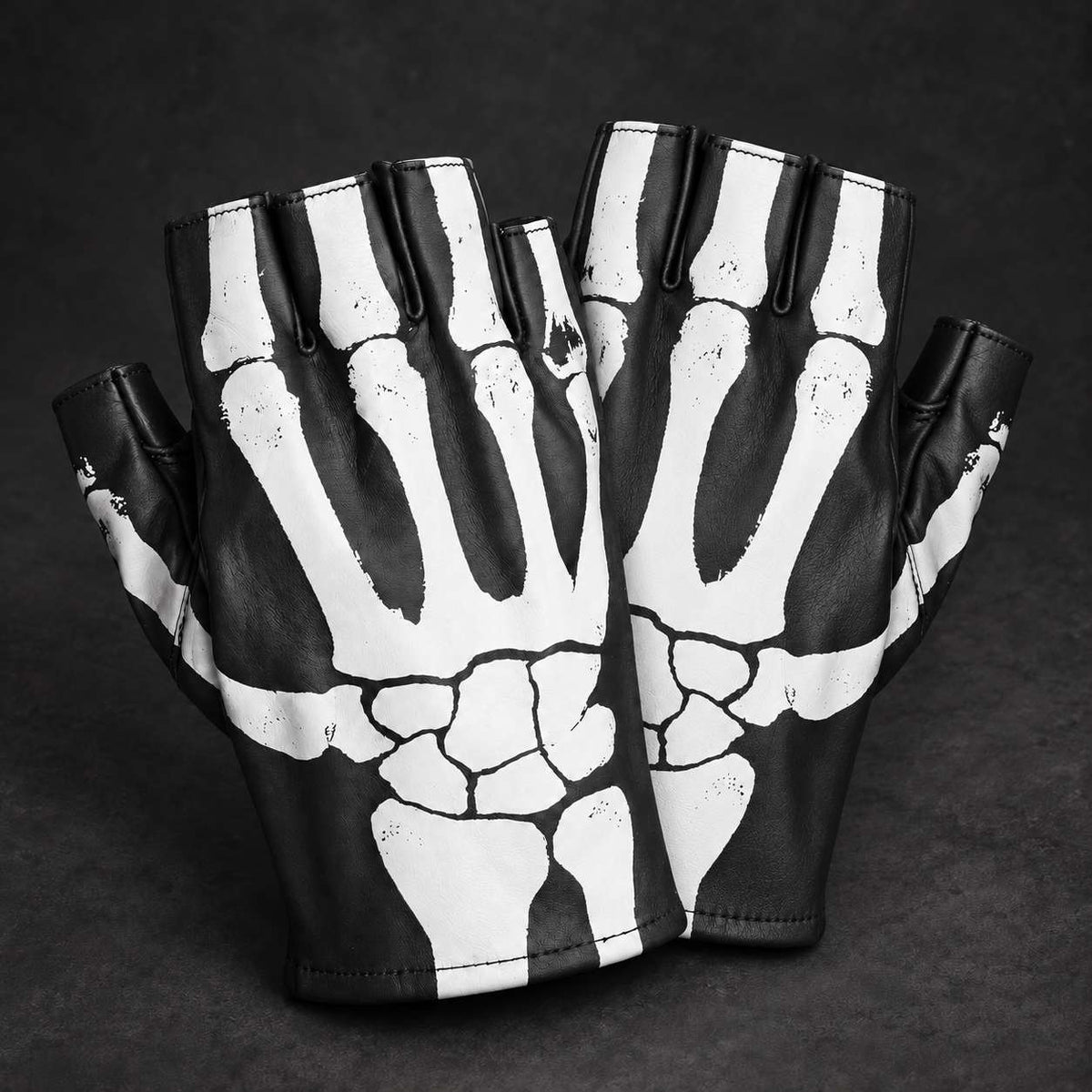 Skelett - kurze Leder Handschuhe