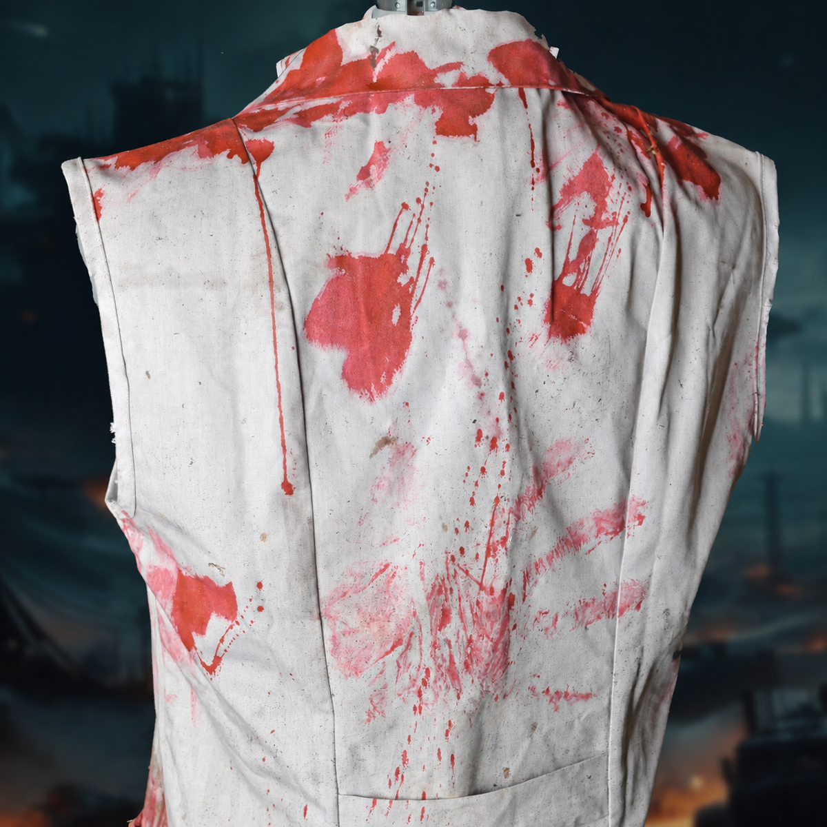 Zombie-Krankenschwester-Kleid – Detail der Rückseite mit Bluteffekten