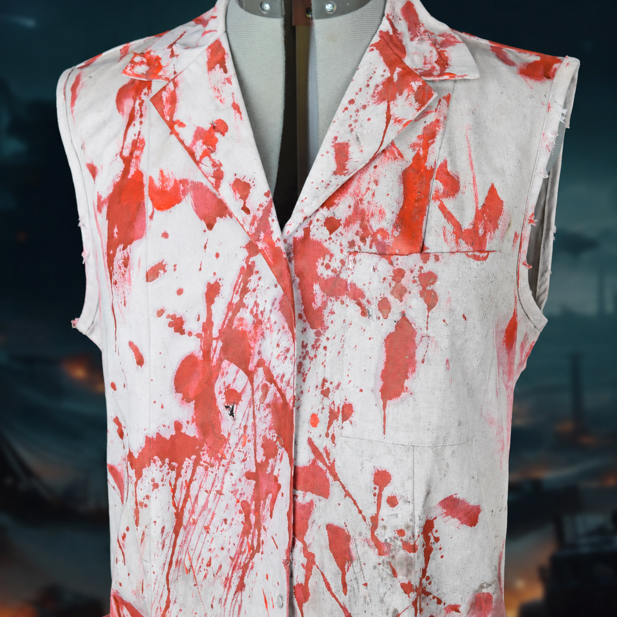 Zombie-Krankenschwester-Kleid – Detail von Kragen und Brusttasche